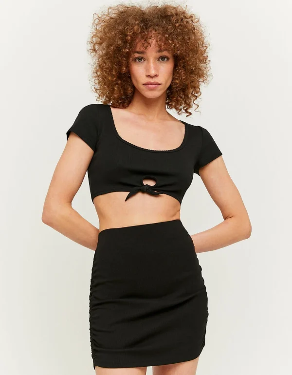 TALLY-WEIJL - חצאית כיווצים ריב – SSKCOGIAHH – שחור_hh – 1