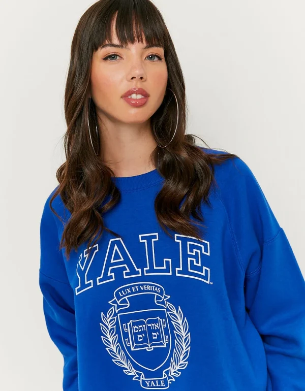 TALLY-WEIJL - סווטשירט בשילוב הדפס YALE – SSWCOMASSISZ2 – כחול_z2 – 2