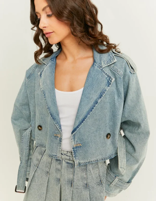 TALLY-WEIJL - ג'קט Cropped Denim Trench Coat – SJADEHIMMAEHBL – blu013 – 2