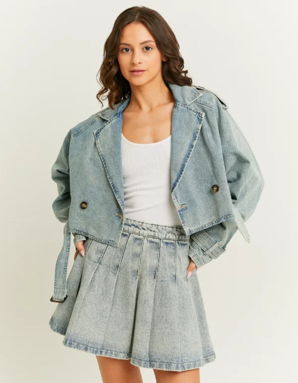 TALLY-WEIJL - ג'קט Cropped Denim Trench Coat – SJADEHIMMAEHBL – blu013 – 1