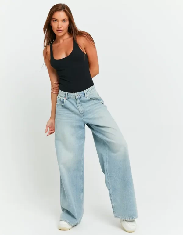 TALLY-WEIJL - ג’ינס WIDE LEG בגזרה בנונית – SPADELAZZOEHV – blu505 – 1