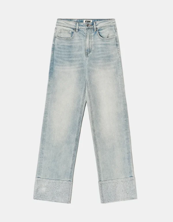 TALLY-WEIJL - ג'ינס עם סיומת אבנים בגזרת High waist – SPADETYRAEHV – blu505 – 5