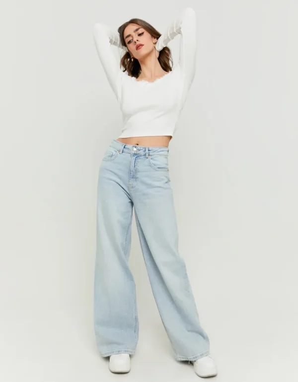 TALLY-WEIJL - ג'ינס WIDE LEG בגזרה גבוהה – SPADEWACKIE4BL00 – blu408 – 1