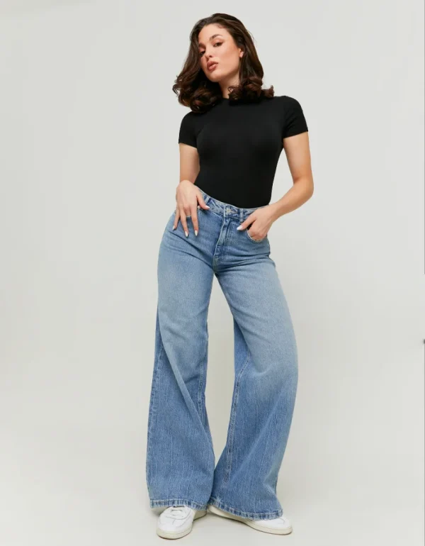 TALLY-WEIJL - ג'ינס WIDE LEG בגזרה גבוהה – SPADEWACKIE4LM00 – blu507 – 1