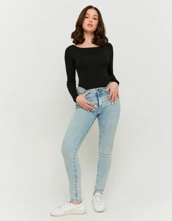 TALLY-WEIJL - ג'ינס סקיני Push up בגזרת Mid Waist – SPADEPUMPMRBL01 – blu524 – 1