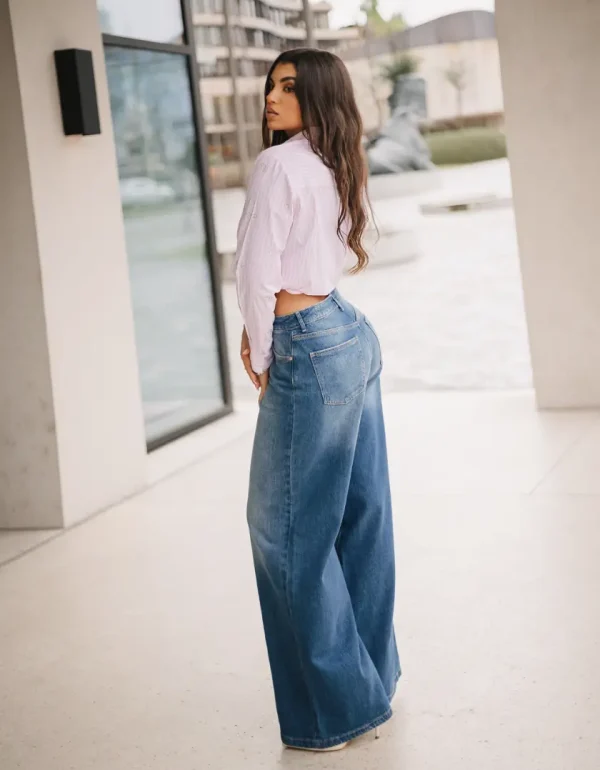 TALLY-WEIJL - ג’ינס WIDE LEG בגזרה גבוהה – SPADEWACKIE4EHMD – blu017 – 4