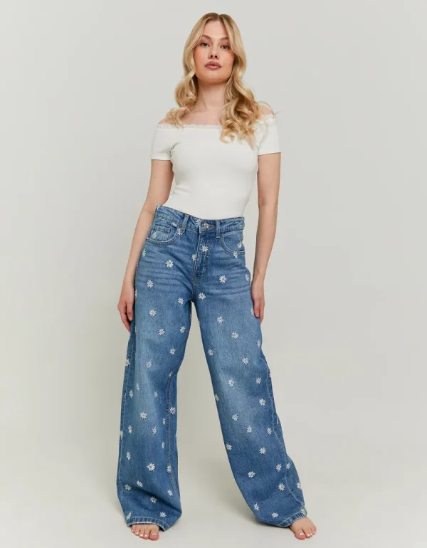 TALLY-WEIJL - ג'ינס עם רקמה של פרחים – SPADECABANAEHLM – blu289 – 1